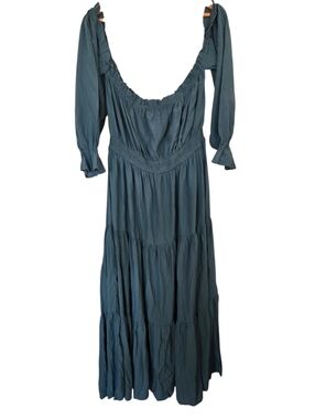 Zesica Women's Slate Blue Tiered Maxi Dress XXL
